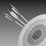 Arrows Hitting The Center Of Target - Success Business Concept Stock Photo