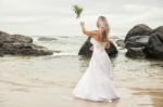 Bride At Snapper Rock Beach In New South Wales Stock Photo