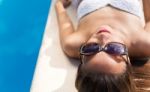 Beautiful, Young, Sexy Girl Enjoy In The Summer Near The Pool Stock Photo