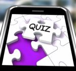 Quiz Smartphone Means Online Exam Or Challenge Questions Stock Photo