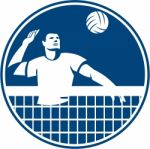 Volleyball Player Spiking Ball Circle Icon Stock Photo