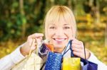 Woman With Bags After Shopping Stock Photo