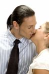 Kissing Couple Posing Stock Photo