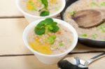 Hearty Middle Eastern Chickpea And Barley Soup Stock Photo