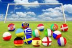 16 National Flag On Football Stock Photo