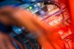 Fiber Optic With Servers In A Technology Data Center Stock Photo