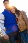 Young Couple In The Park Stock Photo