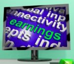 Earnings Screen Shows Wage Prosperity Career Revenue And Income Stock Photo