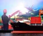 Manager Working In Ship Port And Air Plane Cargo Logistic Use As Stock Photo