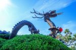 Dragon Statue At Haedong Yonggungsa Temple In Busan, South Korea Stock Photo