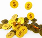 Dollar Coins Indicates American Dollars And Banking Stock Photo