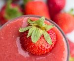 Strawberry Smoothie Shows Fruity Blended And Juicy Stock Photo