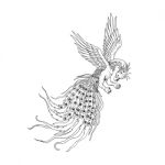 Simorgh Or Simurgh Flying Drawing Stock Photo