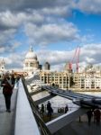 Millennium Bridge And St Pauls Cathedral Stock Photo