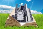 Buildings With Book Stock Photo