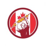 Canadian Electrician Lighting Bolt Canada Flag Icon Stock Photo