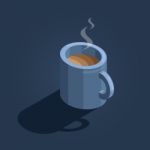 Blue Cup Of Coffee Isometric Stock Photo