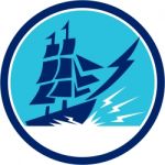 Tall Sailing Ship Lightning Bolt Circle Stock Photo