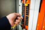 Fix Network Switch In Data Center Room Stock Photo