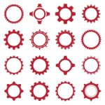 Gear Icon Set Red Design  Illustration Stock Photo