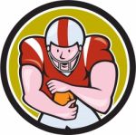 American Football Running Back Circle Cartoon Stock Photo