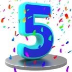 Fifth Five Represents Birthday Party And 5 Stock Photo