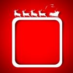 Santa And Reindeer Over Red Stock Photo