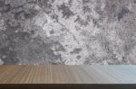 Top Of Wood Table On Old Concrete Wall Background Stock Photo