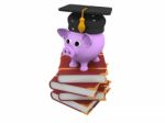 Piggy Bank And Stack Of Books Stock Photo