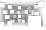 Interior With White Cubes Stock Photo