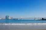 Gwangan Bridge And Haeundae In Busan,kor Stock Photo