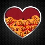 Halloween Pumpkin In Heart Metal Plate Stock Photo