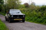 M. Conlon Driving Ford Escort Stock Photo