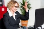 Woman With Looking At Screen Stock Photo