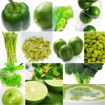 Green Healthy Food Collage Collection Stock Photo