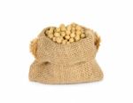 Soy Bean With Sack Isolated Stock Photo