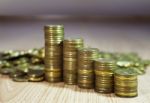 Stacks Of Russian Coins Stock Photo