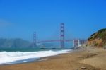 Golden Gate From Beach Stock Photo