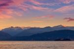 Lake Maggiore And Swiss Alps Stock Photo