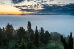 Sunrise Over Val D"orcia Stock Photo