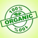 Hundred Percent Organic Indicates Healthful Absolute And Green Stock Photo