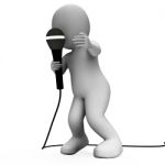 Singer Character With Mic Shows Singing Songs Or Talent Concert Stock Photo