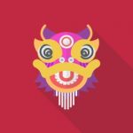 Chinese Dancing Lion In Flat Style Stock Photo