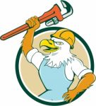 Bald Eagle Plumber Wrench Circle Cartoon Stock Photo