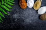 Food Ingredients And Condiment On Table Stock Photo