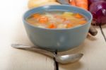 Traditional Italian Minestrone Soup Stock Photo