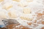 Making Fresh Italian Potato Gnocchi Stock Photo