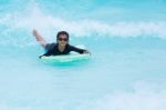 Boy Play In Clear Water Stock Photo