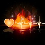 Heartbeat Fire Means Valentine Day And Cardiac Stock Photo