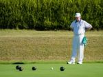 Isle Of Thorns, Sussex/uk - September 11 : Lawn Bowls Match At I Stock Photo